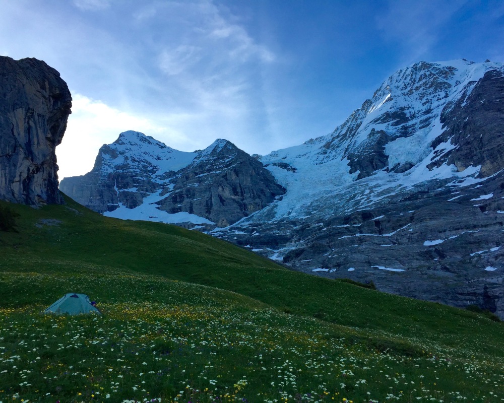 Dawn breaks and the Eiger, Monch and Jungfrau are revealed in all their glory